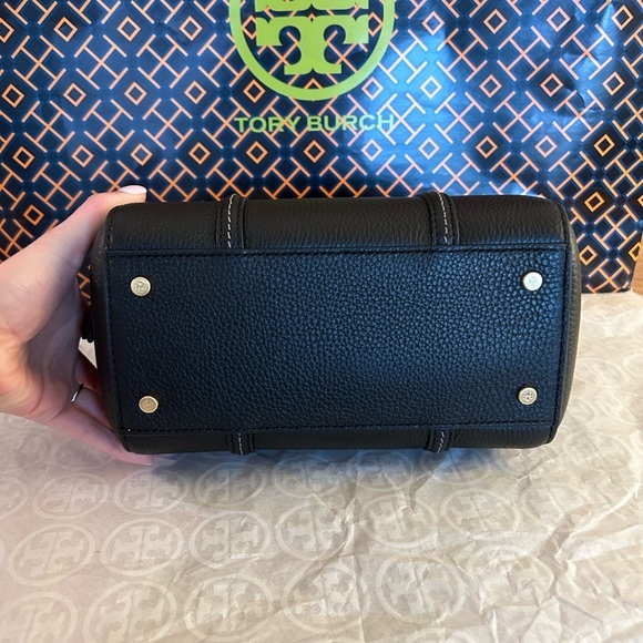 Tory Burch Thea Mini Satchel Crossbody Bag Black Gold - Picture 3 of 14